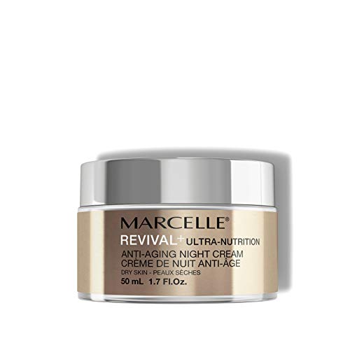 Marcelle Revival+ Ultra-Nutrition Anti-Aging Night Cream, Dry Skin, Mature Skin 55+, Intensely Nourishing, Comfort & Radiance, Cruelty-Free, Vegan, Hypoallergenic, Paraben-Free, Fragrance-Free, 50 mL