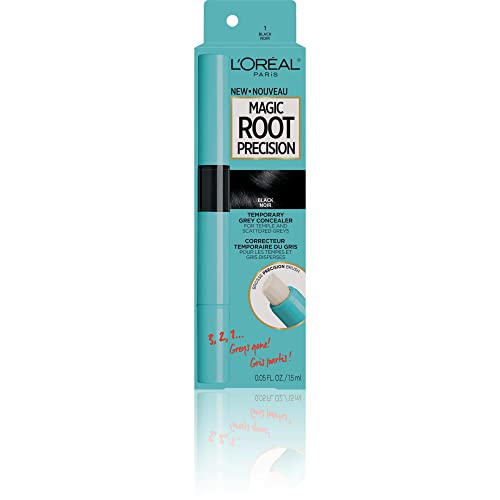 L'Oreal Paris Magic Root Precision Temporary Root Hair Color, Black, for Temples and Scattered Greys, Hair Dye, 1 EA