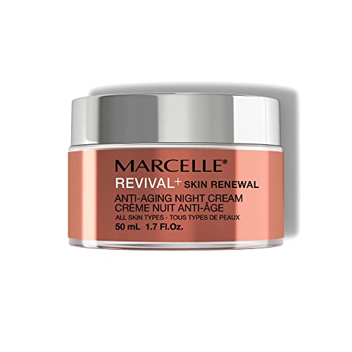 Marcelle Revival+ Skin Renewal Anti-Aging Night Cream, All Skin Types, 45+, Redensifying, Moisturizing & Smoothing, Cruelty-Free, Hypoallergenic, Paraben-Free, Fragrance-Free, Oil-Free, 50 mL