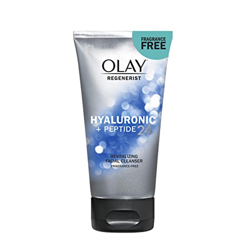 Olay Regenerist Hyaluronic + Peptide 24 Face Wash, Fragrance-Free, 150 mL, Silver