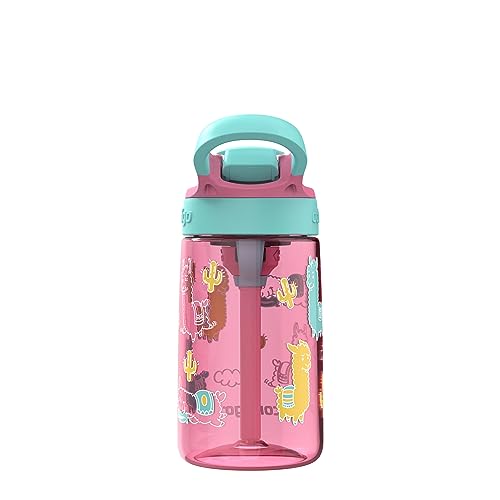 Contigo Aubrey Leak-Proof Spill-Proof Water Bottle, Azalea Jade Llama, 14 oz