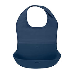 Oxo Tot Silicone Roll Up Bib with Comfort-Fit Fabric Neck, Navy