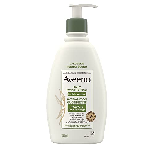 Aveeno Daily Moisturizing Facial Cleanser - Oat Face Wash - Daily Cleanser - Fragrance Free, 354 mL, white