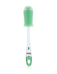 Nuby Soft Non-Scratch Silicone Bristle Bottle & Nipple Brush with Looped Handle, Aqua