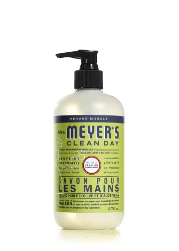 Mrs. Meyer's Clean Day Liquid Hand Soap, Cruelty Free and Biodegradable Hand Wash Made with Essential Oils, Lemon Verbena Scent, 370 ml Soap Pump Bottle