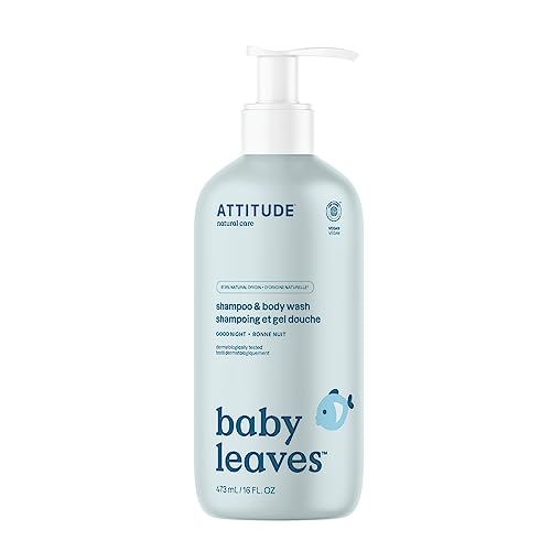 ATTITUDE Shampoo and Body Wash for Baby & Newborn, EWG Verified, Hypoallergenic, Plant- and Mineral-Based Ingredients, Vegan and Cruelty-free, Almond Milk, 473 mL