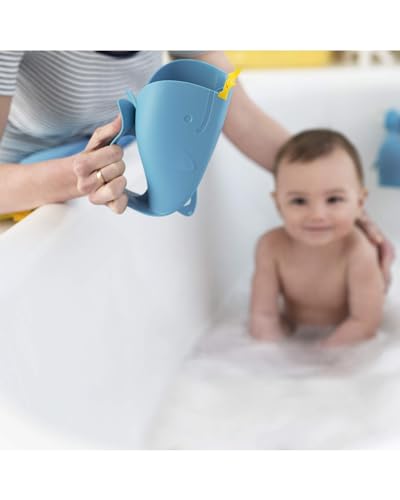 Skip Hop Baby Bath Rinse Cup, Moby Tear-free Waterfall Rinser, Blue