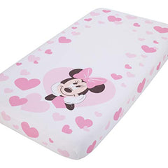 Disney Minnie Mouse - Pink and White Hearts Photo Op Fitted Crib Sheet (8902003P)