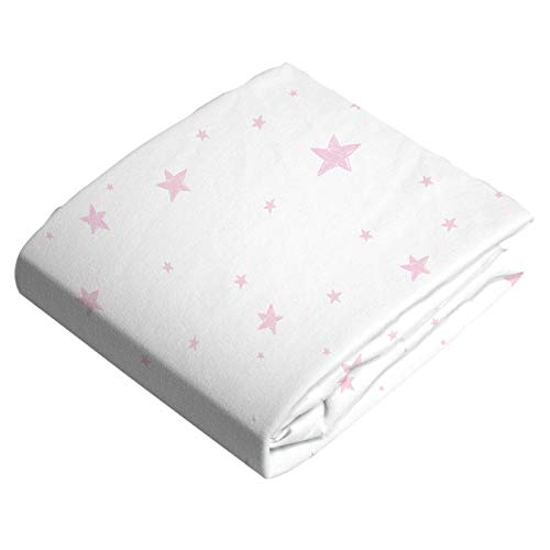 Kushies Baby 100% Breathable Cotton Flannel Baby Crib Sheet, Fully Elasticized - Made in Canada 28" x 52" Pink Scribble Stars