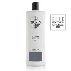 Nioxin System 2 Scalp Cleansing Shampoo with Peppermint Oil, For Natural Hair with Progressed Thinning, 33.8 fl oz