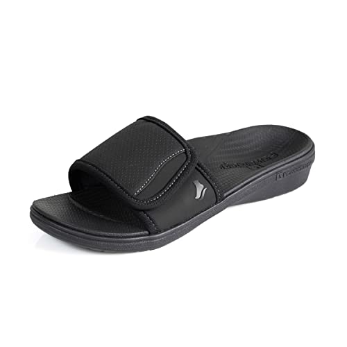 Powerstep Women's Arch Support, Plantar Fasciitis Relief Slide Sandal, Black - Blk, 9