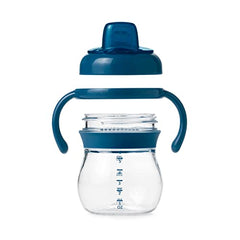 OXO Tot Transitions Soft Spout Sippy Cup with Removable Handles, Navy, 6 Ounce