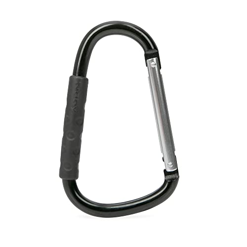 Nuby Large Handy Hook Carabiner Stroller Clip with Textured Soft Grip, Black