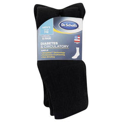 Dr. Scholl's Men's Diabetes and Circulatory Ankle Socks, Black, Shoe Size: 13-15