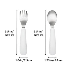 OXO Tot - Fork & Spoon Set - Durable stainless steel - Baby Toddler Feeding Utensils - Gray