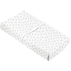 Kushies Baby 100% Breathable Cotton Flannel Contoured Changing Pad Cover with Slits for Safety Straps, Made in Canada, 17" x 33" Grey Feathers