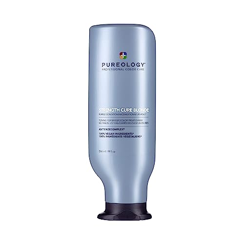 Pureology Conditioner, Strength Cure Blonde Conditioner For Blonde and Lightened Color-Treated, Tones and Fortifies Brassy Hair, Sulfate Free, Vegan, 266 ML