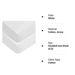 American Baby Company 2 Pack 100% Cotton Value Jersey Knit Fitted Crib Sheet for Standard Crib and Toddler Mattresses, White, for Boys and Girls