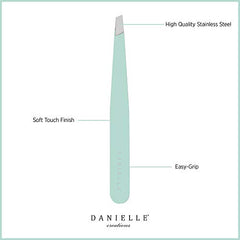 Soft Touch Slant and Point Stainless Steel Tweezers, Seafoam