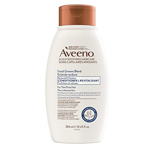 Aveeno Fresh Greens Blend Natural Volumizing Conditioner, Cucumber, Rosemary, for Fine Hair, 354 milliliters