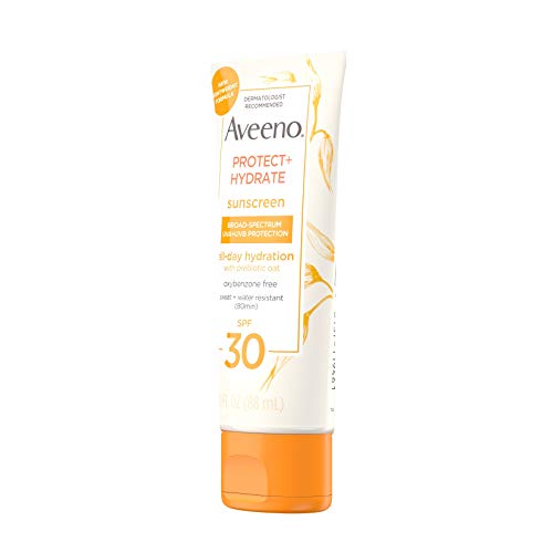 Aveeno Protect + Hydrate Moisturizing Body Sunscreen Lotion With Broad Spectrum Spf 30 & Prebiotic Oat, Weightless & Refreshing Feel, Paraben-free, Oil-free, Oxybenzone-free, 3.0 ounces