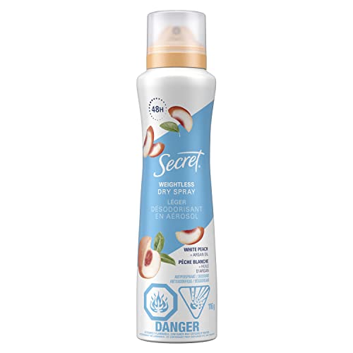 Secret Dry Spray Antiperspirant Deodorant, White Peach and Argan Oil, 116g (4.1oz)