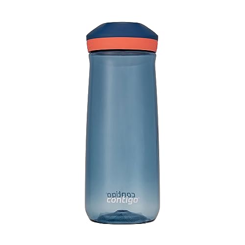 Contigo Micah Kids Water Bottle with Leak-Proof Lid, 20oz Water Bottle for Kids with Handle and Interchangeable Lid, Fits Most Cup Holders, Blueberry/Coral