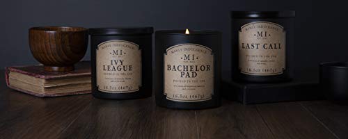 Manly Indulgence Scented Candles for Men|Bachelor Pad – Bergamot & Oakmoss|Strong Masculine Fragrance, Long-Lasting Candles for Home|Soy Blend Wax|16.5 oz – Up to 60H Burn|Made in The USA
