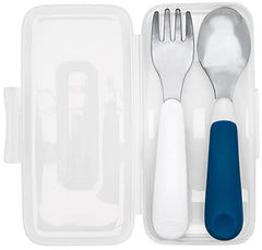 OXO Tot On-The-Go Fork/Spoon Set With Carrying Case, Navy, 3 Count (Pack of 1)