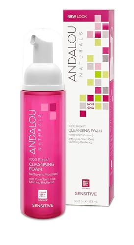 Andalou Naturals 1000 Roses Cleansing Foam - Foaming Facial Cleanser With Rose Stem Cells, 162.7 mL (Pack of 1)