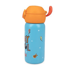 Nuby Thirsty Kids No Spill Flip-It Active Stainless Steel Travel Cup, 14 Oz, Stay Cool Print