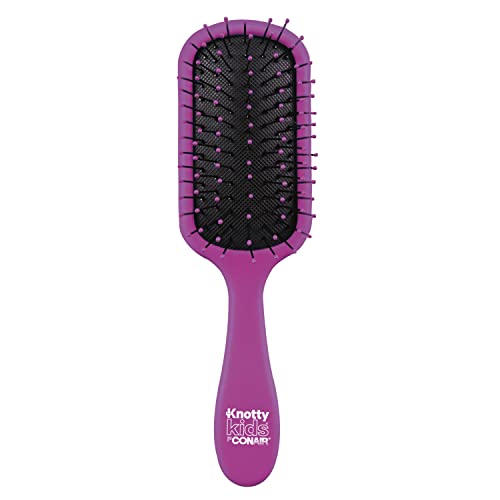 The Knot Dr. ® For Conair Knotty Plum Pie Brush with Flexalite™ bristles For Kids All Hair Types-Lengths Wet To Dry (64403C), Pink