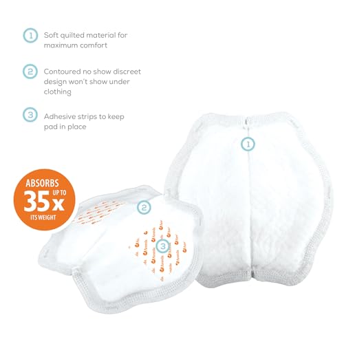 Ameda MoistureGuard Disposable Nursing Pads, 50 pack | Ultra-Thin, Fits in your Bra to Prevent Embarrassing Leaks