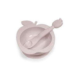 SILIBOWL + SPOON SET by Kushies Cute Silicone Bowl with Suction and Spoon Set for Babies, Toddlers and Kids, Non Slip, Dishwasher, Microwave, Freezer and Oven Safe, BPA, PVC and Phthalate Free - Pink