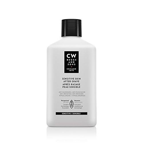 CW Beggs Sensitive Skin After-Shave Lotion for Men, Anti-Razor Burn, Anti-Irritation, Hypoallergenic, Fragrance-Free, Paraben-Free, Alcohol-Free, Mineral Oil-Free, Cruelty-Free, 125 mL