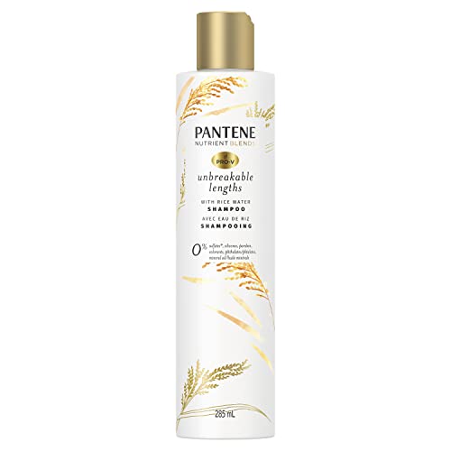 Pantene Sulfate Free Shampoo, Anti Breakage for Medium or Long Hair with Rice Water, Safe for Color Treated Hair, Nutrient Blends, 285mL