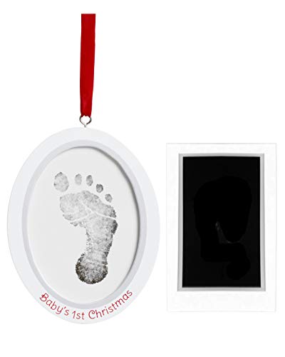 Pearhead Babyprints Newborn Baby Handprint or Footprint Double-Sided Photo Ornament with Clean Touch Ink Pad - Makes A Perfect