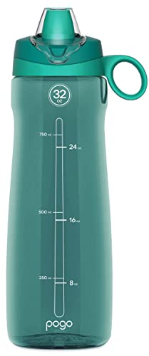 Pogo Tritan Water Bottle with Soft Straw, Teal, 32 Oz.