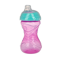 Nuby 3 Piece No-Spill Easy Grip Cup with Soft Flex Spout, Clik It Lock Feature, Girl, 10 Ounce