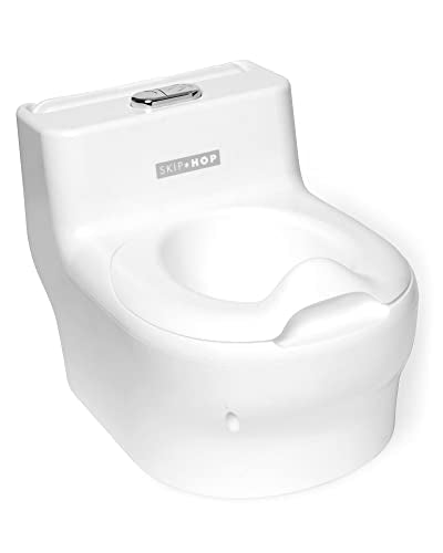 Skip Hop Potty Training Toilet with Easy Clean Coating & Baby Wipes Holder, White