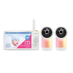 VTech 2 Camera 1080p Smart WiFi Remote Access 360 Degree Pan & Tilt Video Baby Monitor with 7” High Definition 720p Display, Night Light, RM7766-2HD