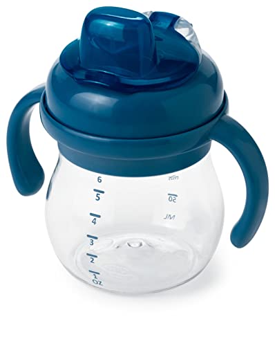 OXO Tot Transitions Soft Spout Sippy Cup with Removable Handles, Navy, 6 Ounce