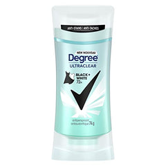 Degree UltraClear Antiperspirant Stick Deodorant for 72H Sweat & Odour Protection Black+White anti white marks and yellow stains 74 g