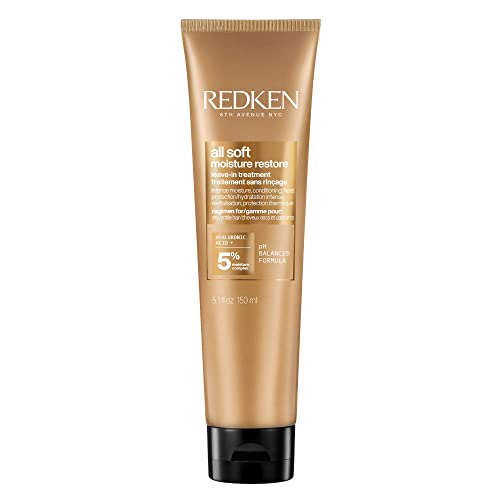 REDKEN All Soft Moisture Restore Leave-In Treatment, Hyaluronic Acid Primer, Hair Treatment for Dry and Brittle Hair, Humidity, Heat and Frizz Protection, For Soft and Smooth Hair, 150 ML