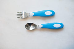 Dr. Brown's Designed to Nourish Soft-Grip Spoon and Fork, Blue & White