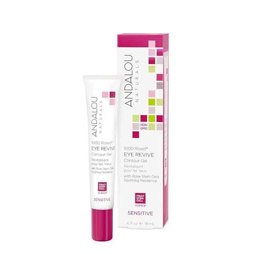 Andalou Naturals 1000 Roses Eye Revive Contour Gel - Petal Soft, Uplifting Eye Gel for Sensitive Skin Types, 18 mL.
