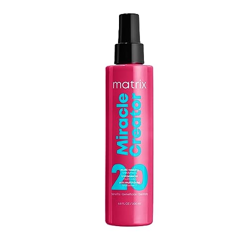 Matrix Miracles Leave-In Conditioner Spray, Moisturizing, Detangling, Frizz Control Treatment, Heat Protectant, Natural, Curly, Damaged Hair, Sulfate Free, 200ml (Packaging May Vary)