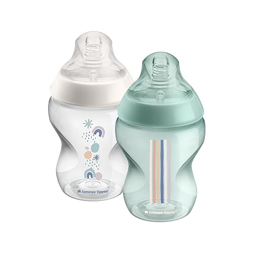 Tommee Tippee Closer to Nature Baby Bottles, Breast-Like Nipples with Anti-Colic Valve (9 Ounces, 2 Count)