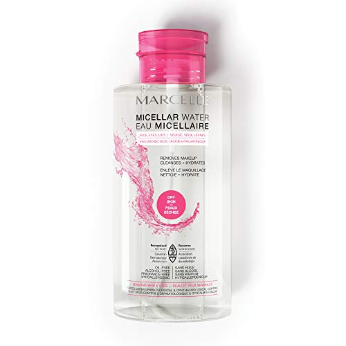 Marcelle Micellar Water, Dry + Sensitive Skin, with Hyaluronic Acid, Cleanses, Removes Makeup and Tones, Hypoallergenic, Oil-Free, Alcohol-Free, Fragrance-Free, Cruelty-Free, 400 mL