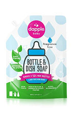 Dapple Baby - Bottle & Dish Soap Eco Refill, Plant Based Bottle Cleaner, Baby Safe Liquid Dish Soap, Fragrance Free Scented - 1L, 34 Ounces